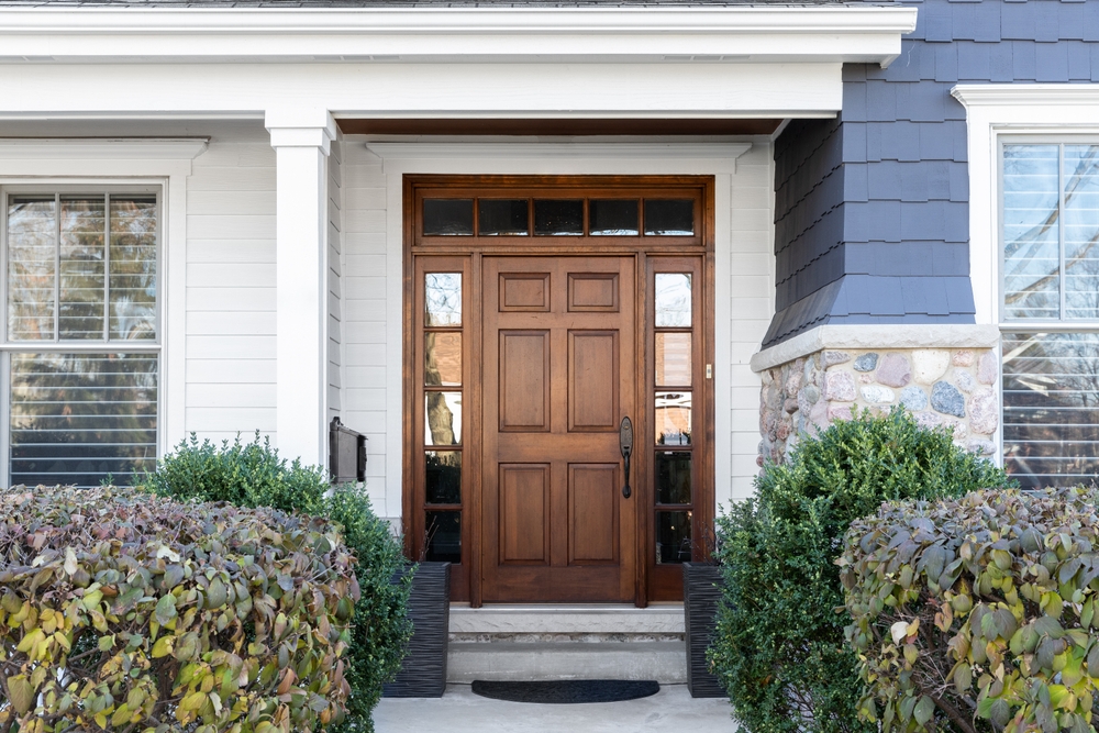 Brown wood exterior door